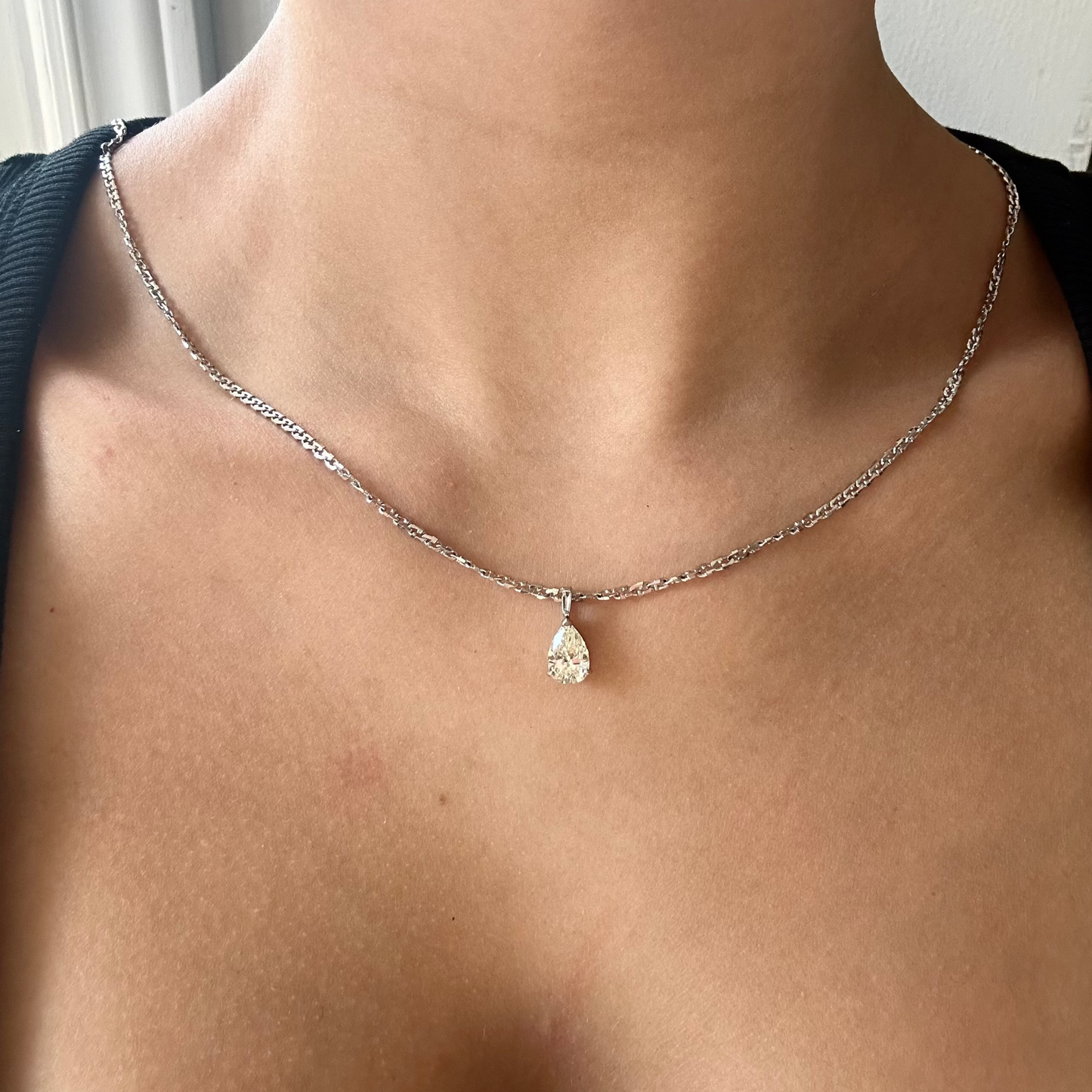 Vintage Pear Diamond Necklace