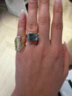 Blue Topaz Cocktail Ring in 14K Gold, alternate view 1