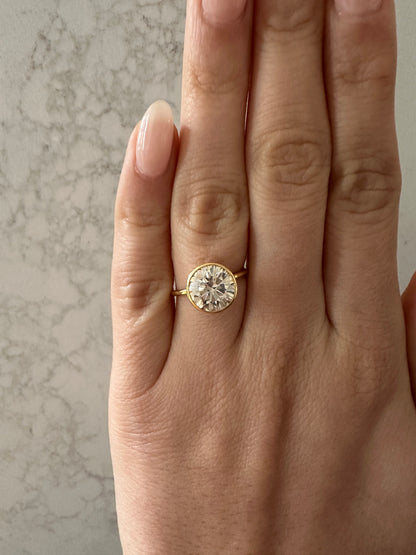 3 CT Round Bezel Solitaire Engagement Ring