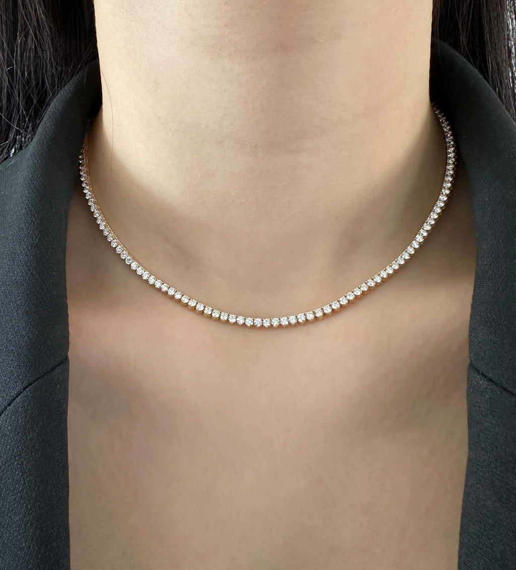 Three Prong Diamond Tennis Necklace