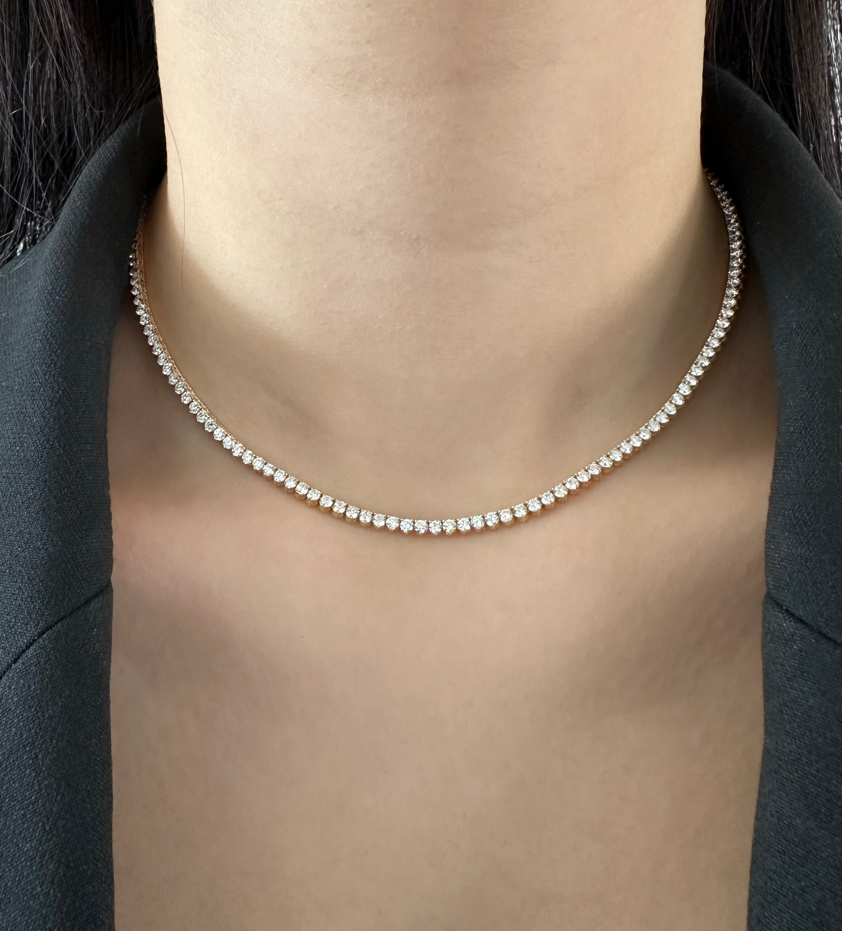 Three Prong Diamond Tennis Necklace