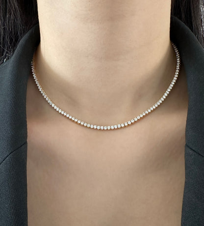 Three Prong Diamond Tennis Necklace