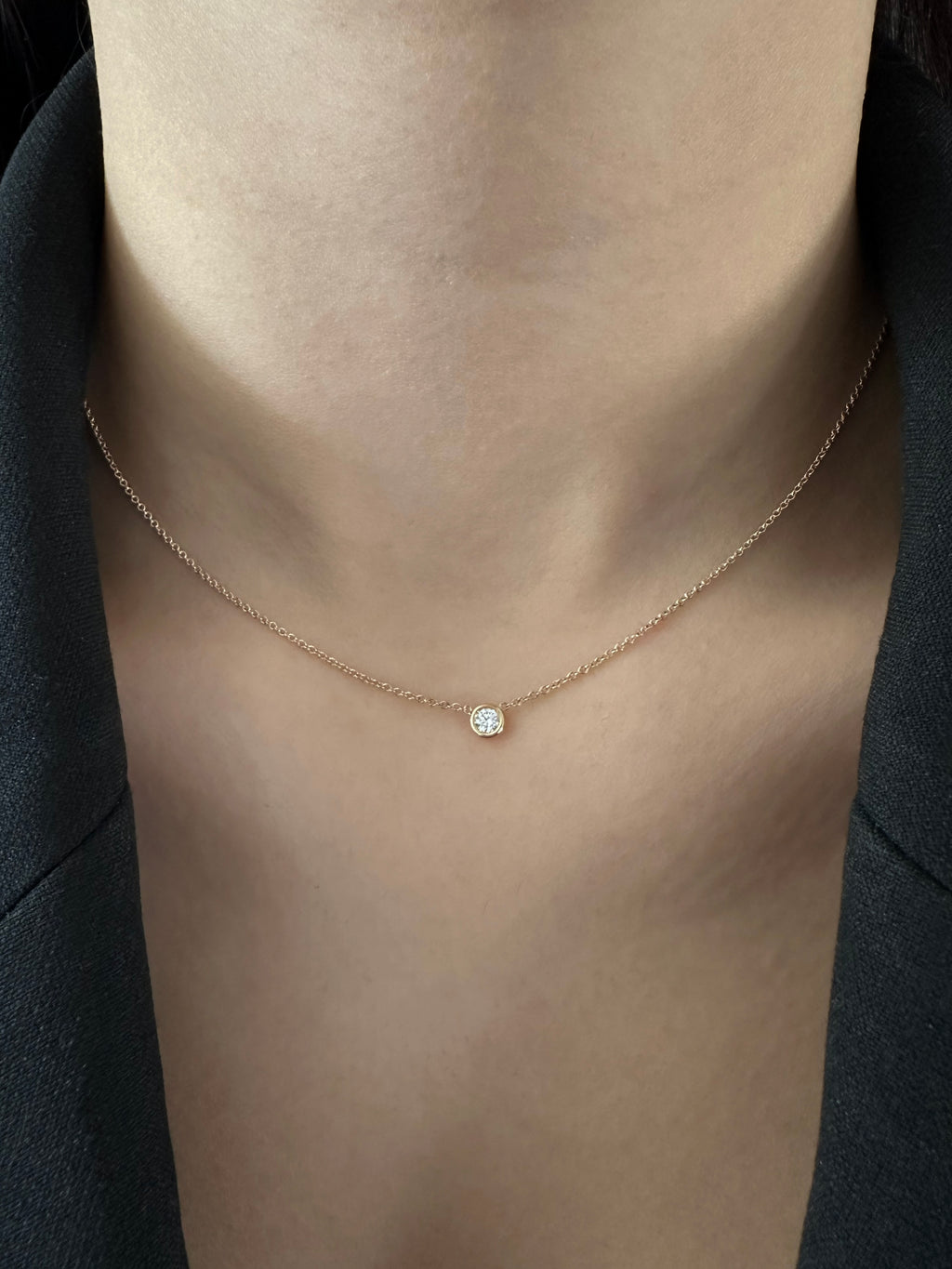 Round Solitaire Bezel Necklace