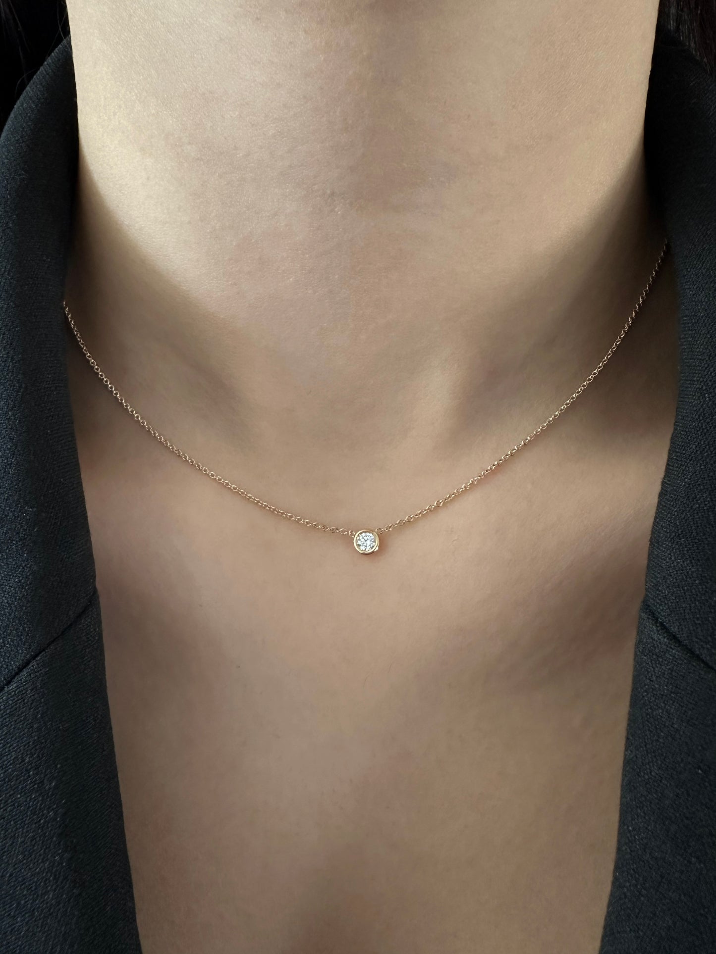 Round Solitaire Bezel Pendant Necklace