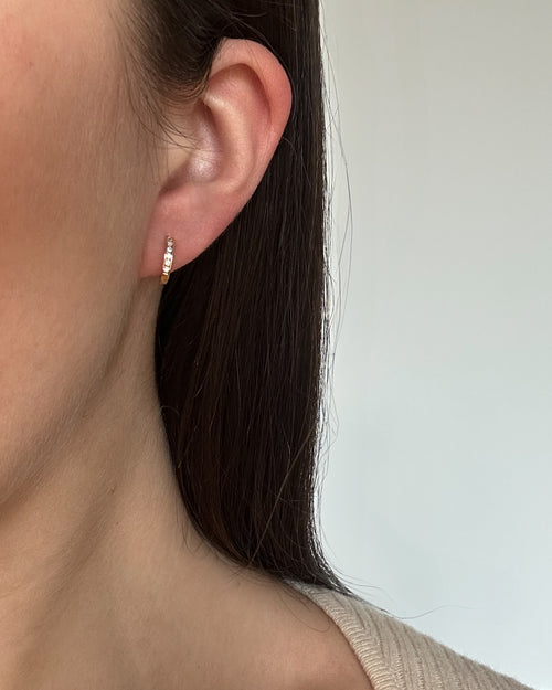 Channel Set Diamond Huggies in 14K Yellow Gold, alternate view 1