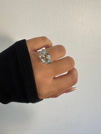East West Set Oval Solitaire Ring