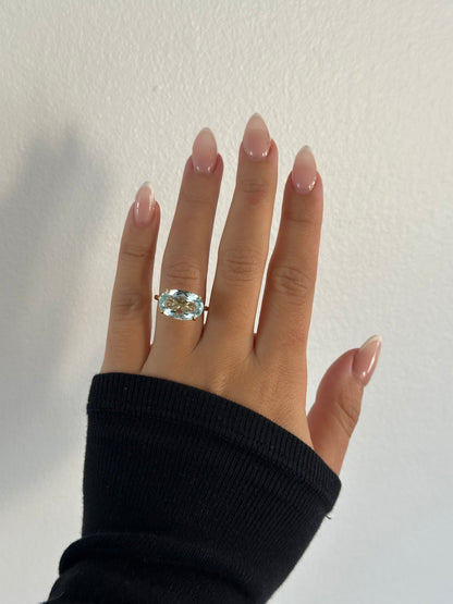 East West Set Oval Solitaire Ring