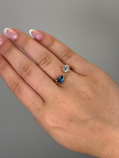 Toi et Moi Blue Sapphire and Diamond Ring