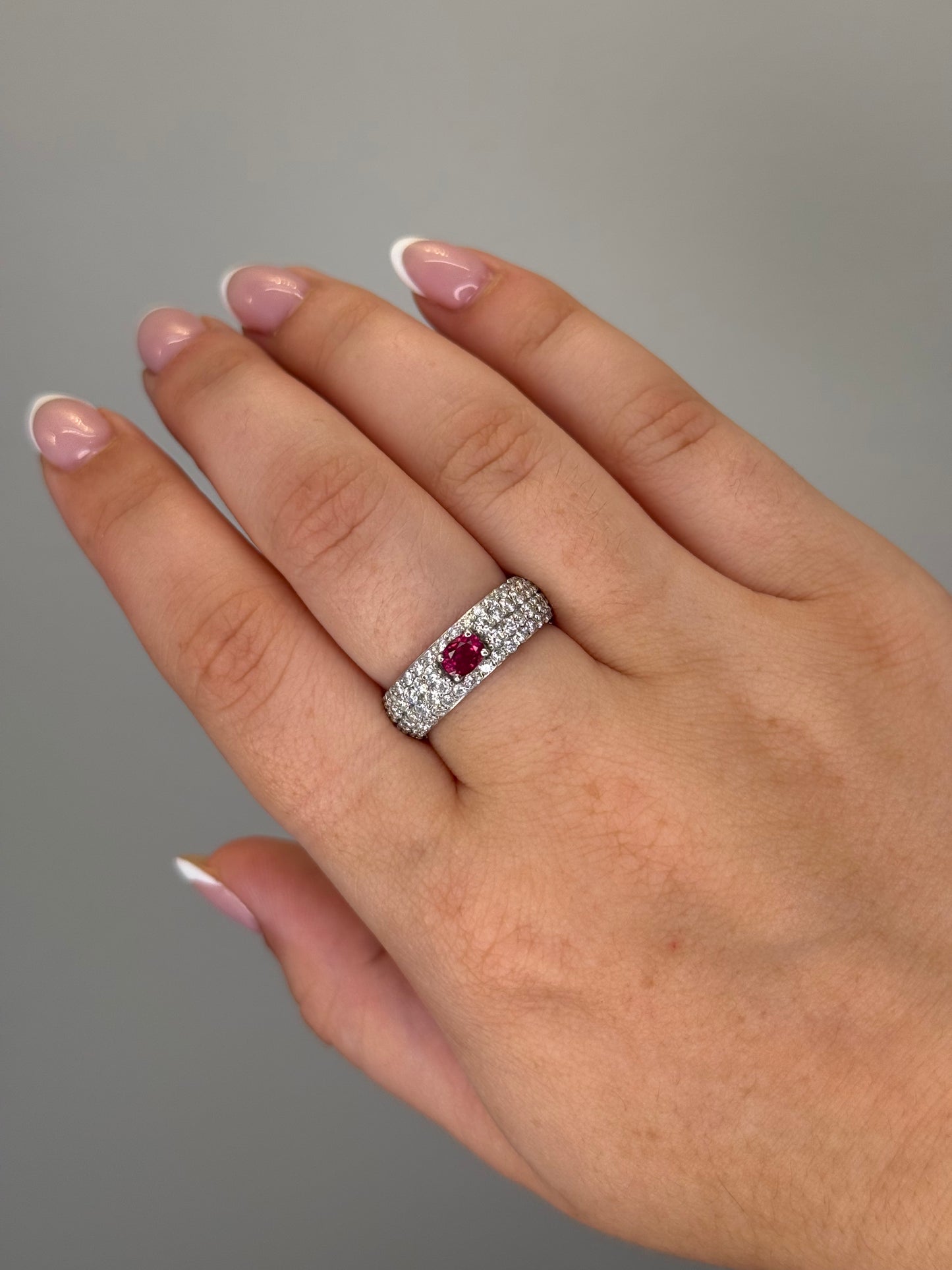 Diamond Pavé Band with Oval Ruby