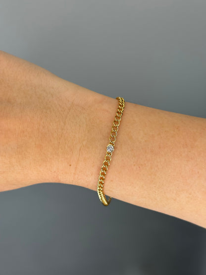 Diamond Bezel Curb Bracelet