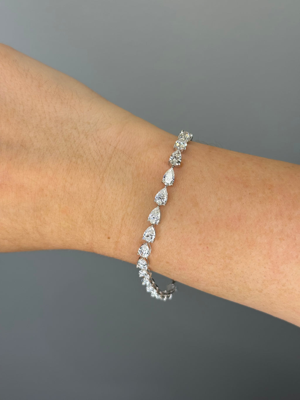 Lab Pear Tennis Bracelet