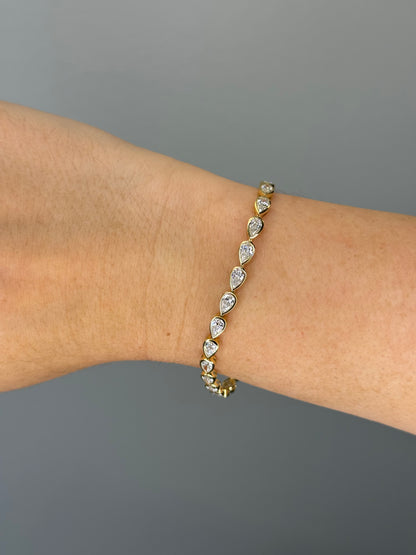 Bezel Pear Tennis Bracelet
