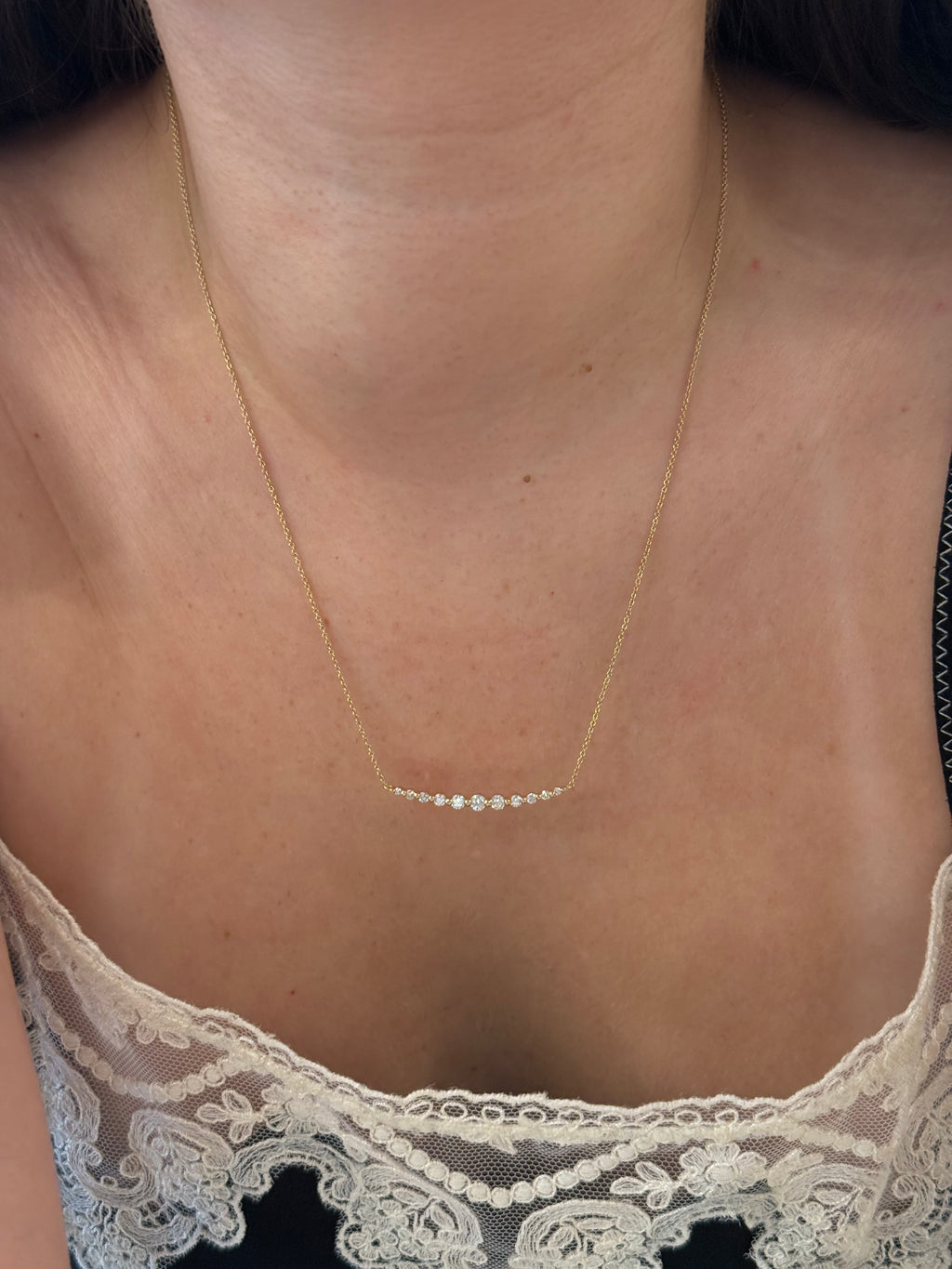 Graduated Diamond Bar Necklace