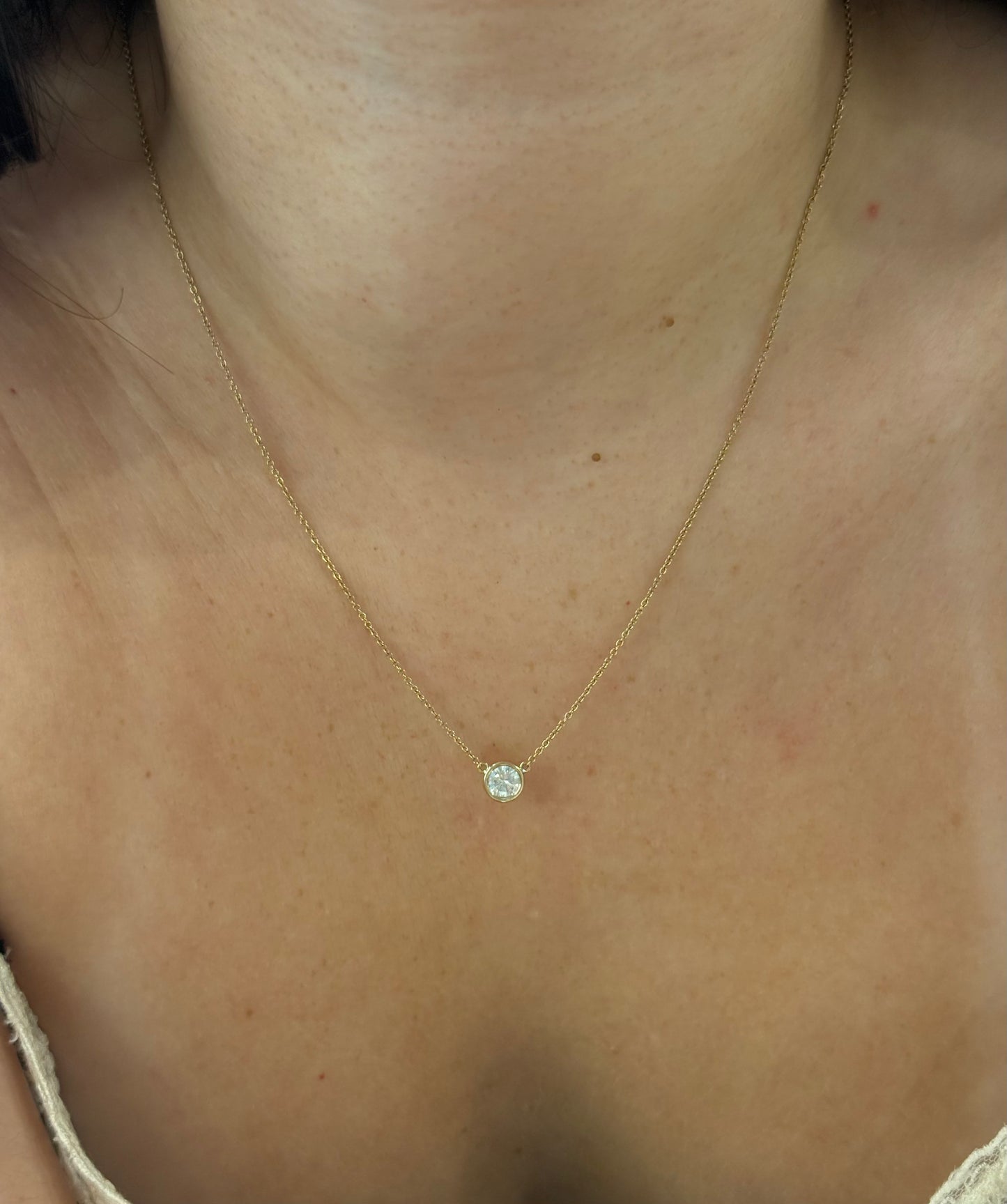 Yellow Gold Bezel Diamond Necklace