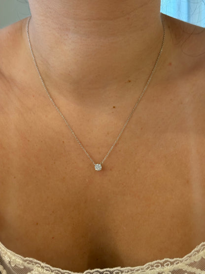 White Gold Solitaire Diamond Necklace