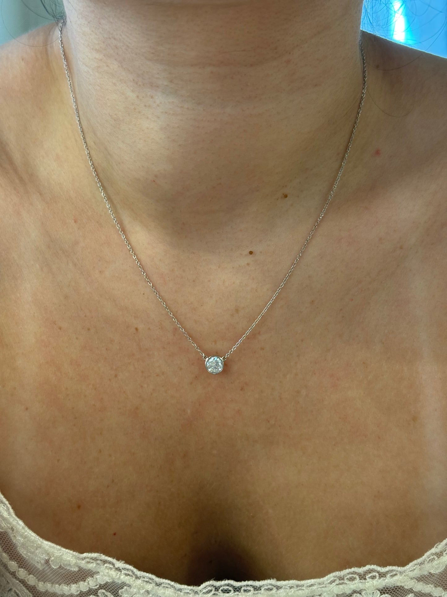 White Gold Diamond Bezel Necklace