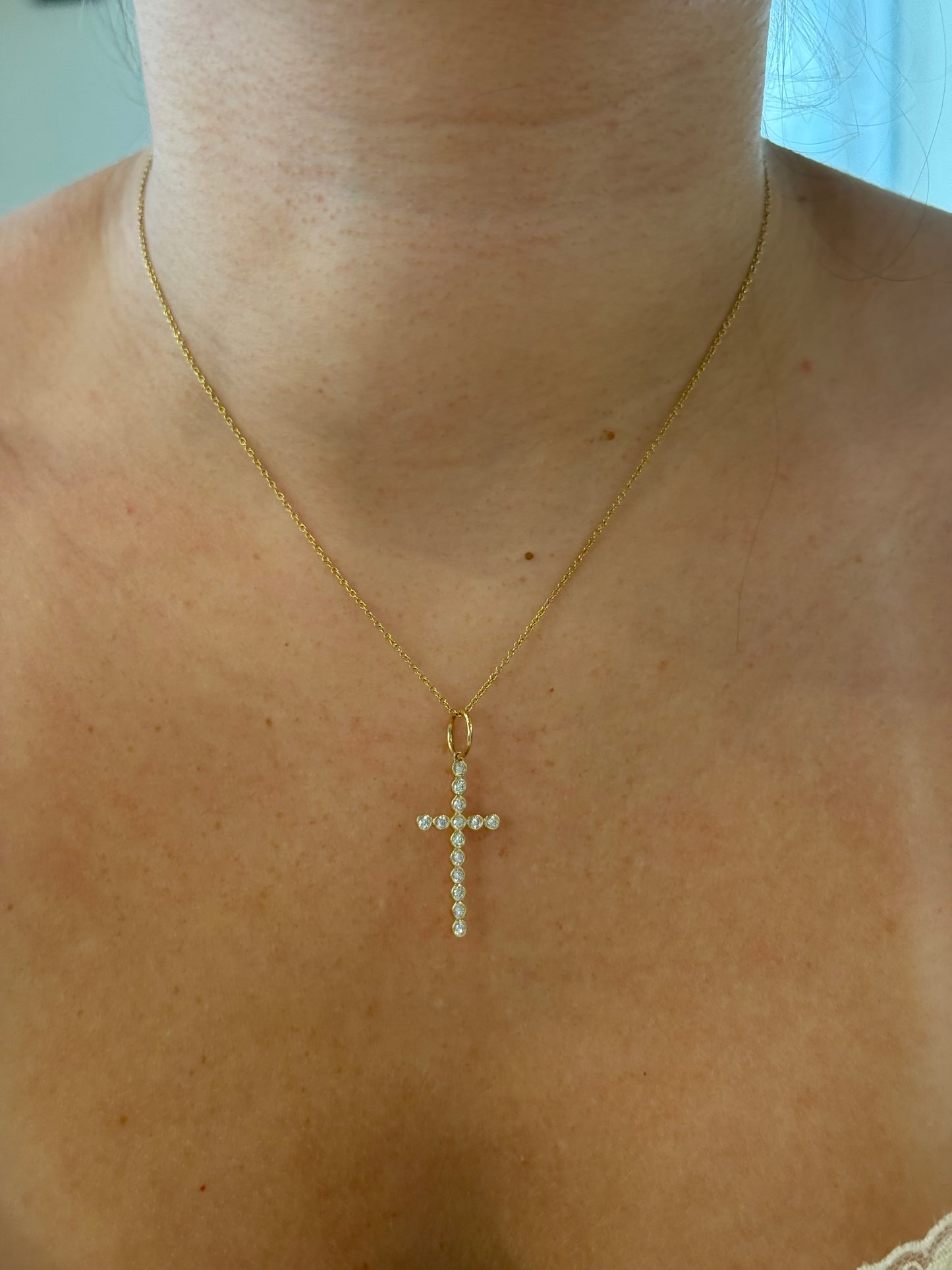 Diamond Bezel Cross Pendant
