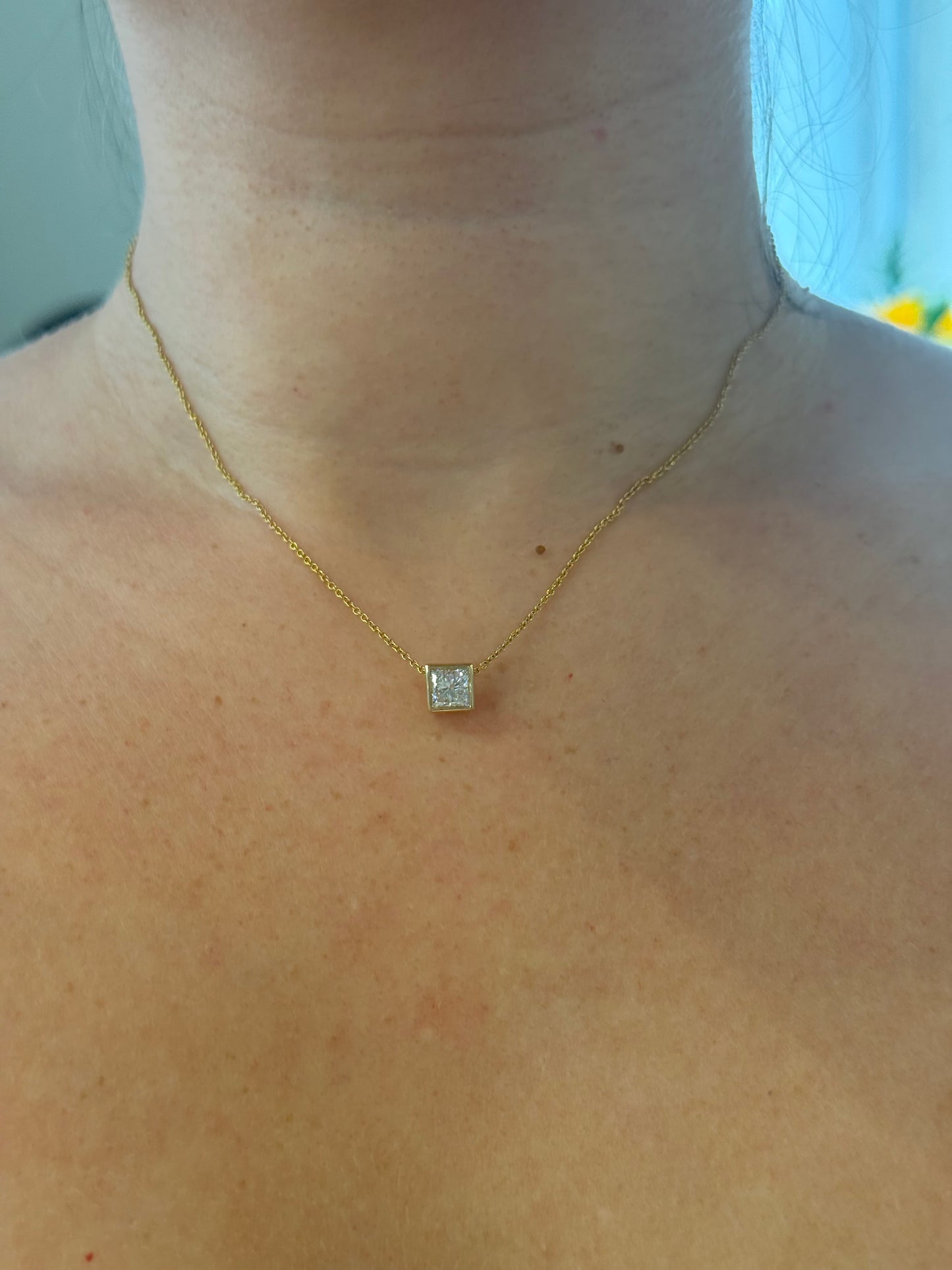 Princess Cut Bezel Slider Pendant