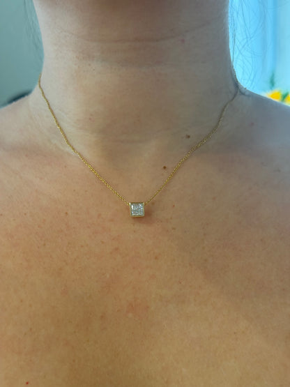 Princess Cut Bezel Slider Pendant
