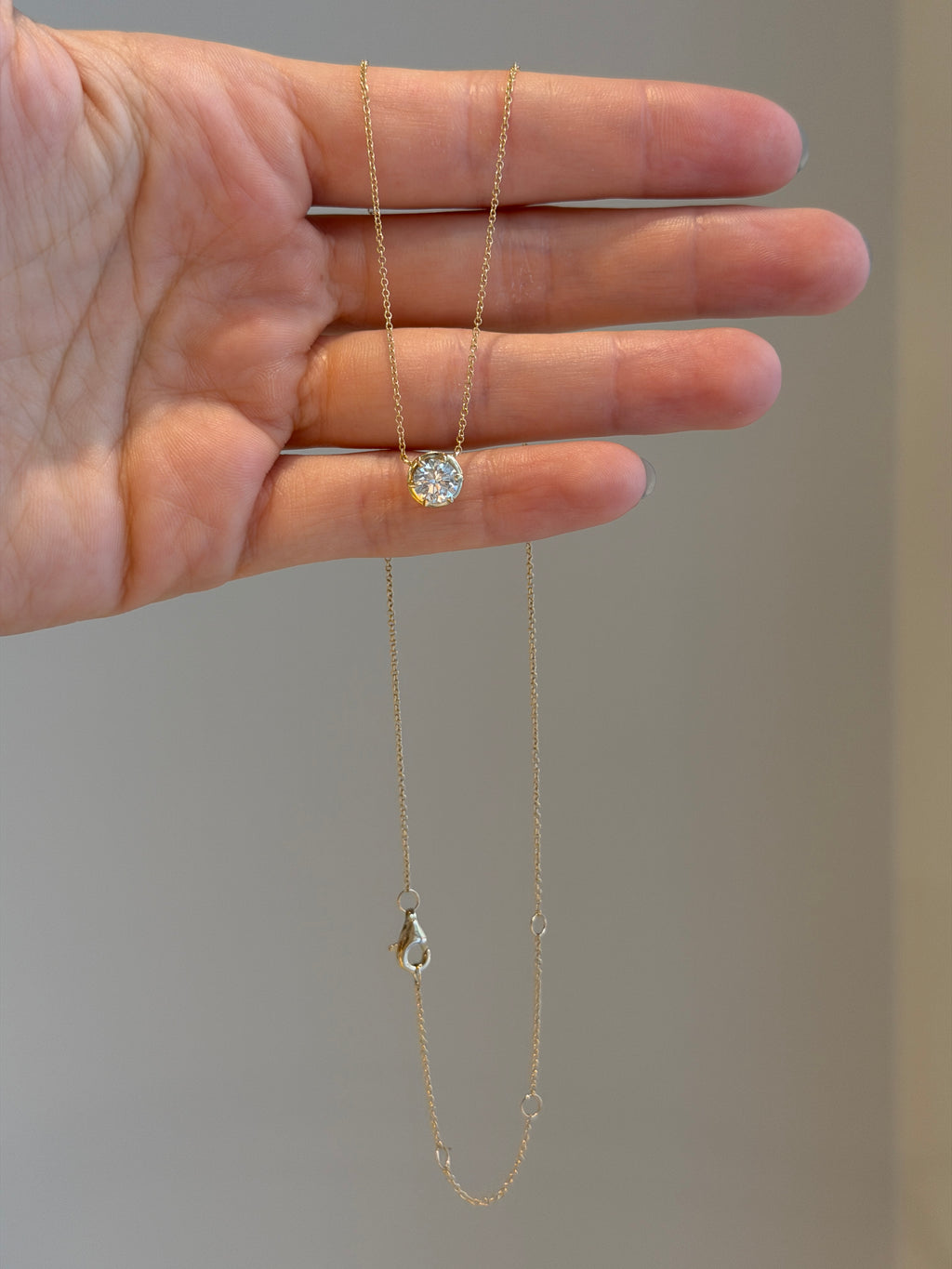 Georgian Set Diamond Solitaire Necklace
