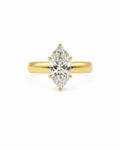 Marquise cut diamond engagement ring, yellow gold, solitaire setting