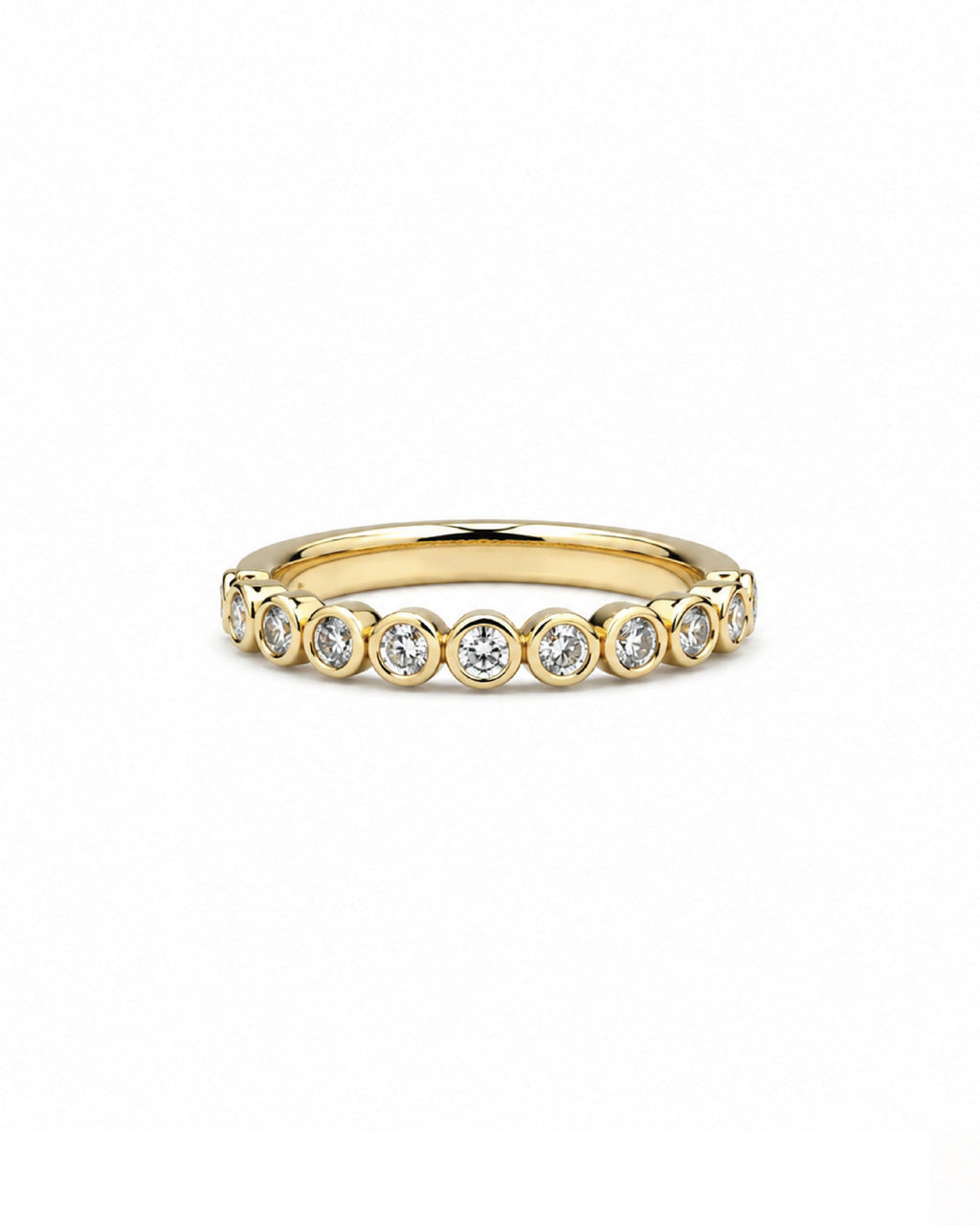 14k gold mini diamond bezel stacking ring
