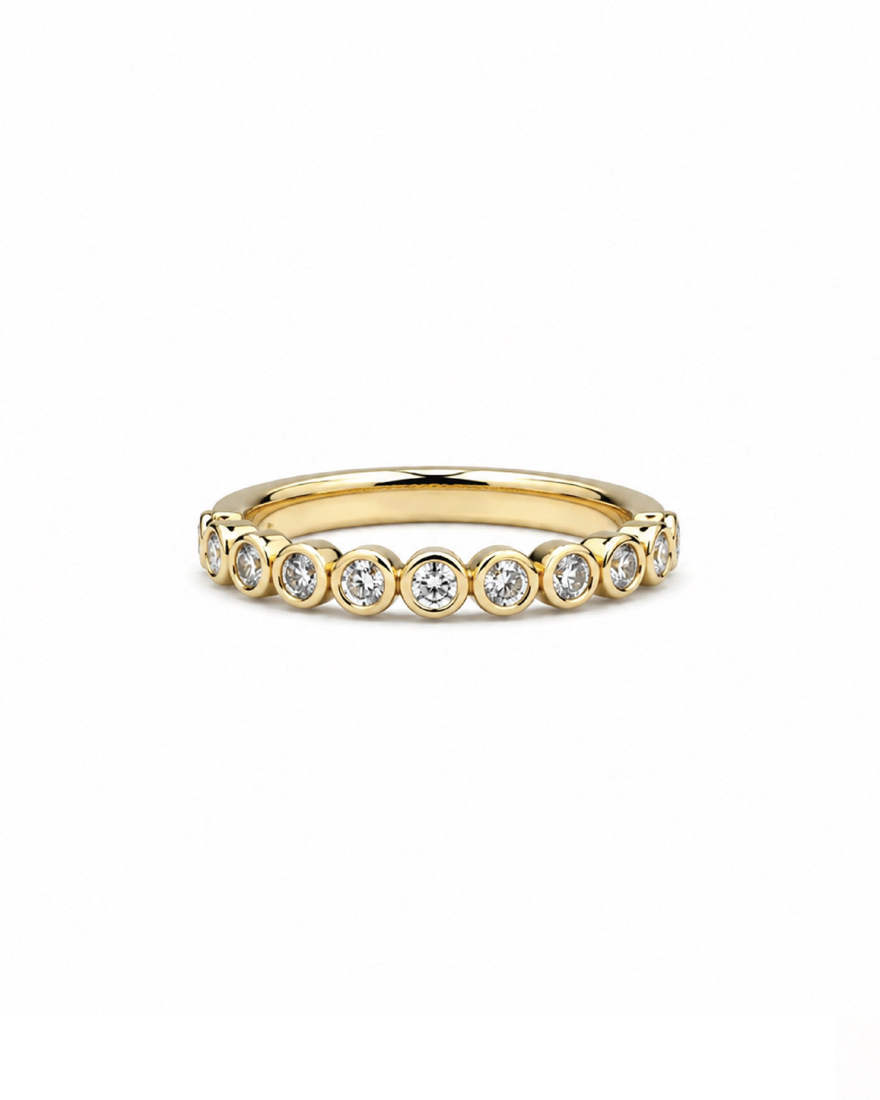 14k gold mini diamond bezel stacking ring