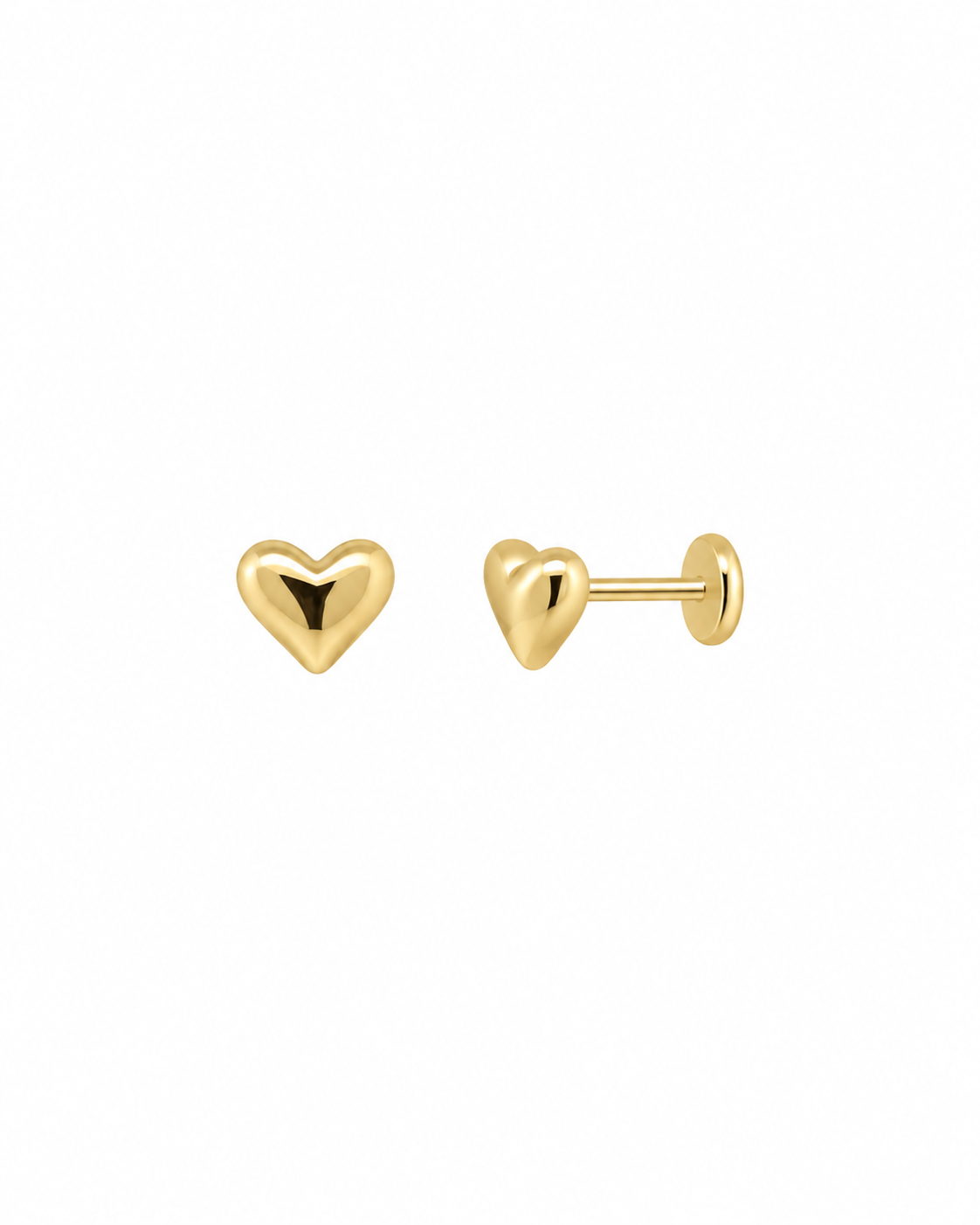 Gold Heart Flat Back Studs