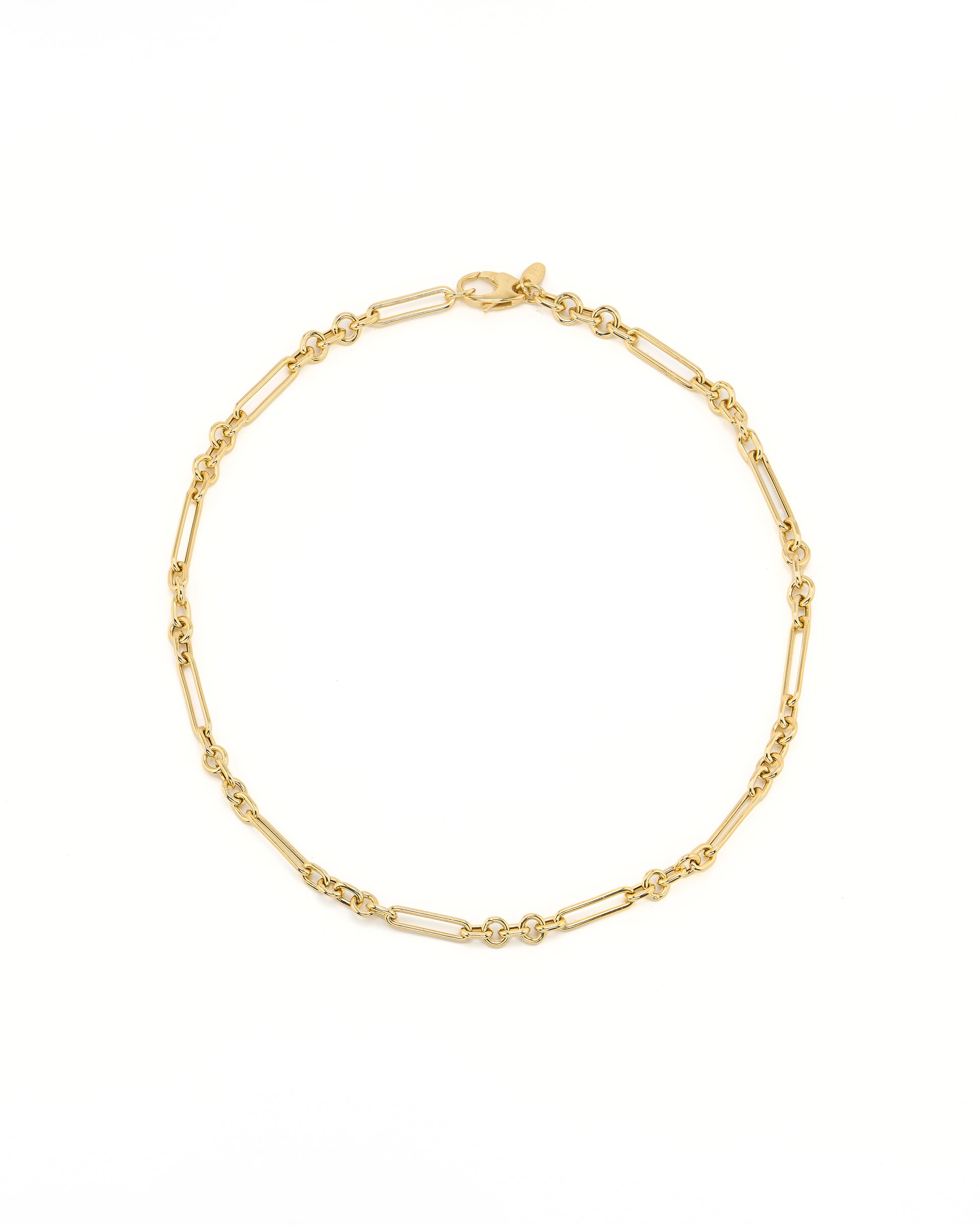 Gold chain bracelet on a white background