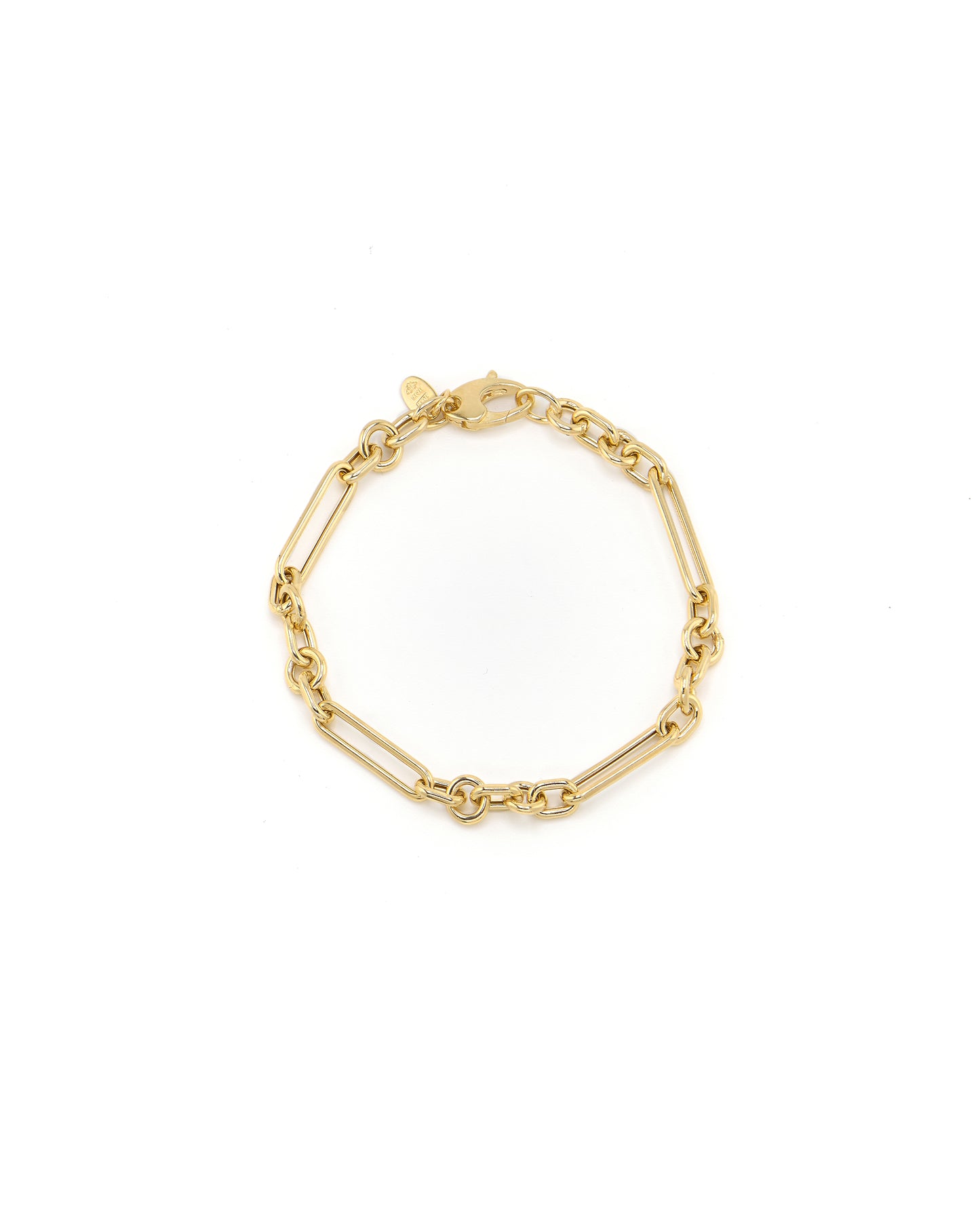 Gold chain bracelet on a white background