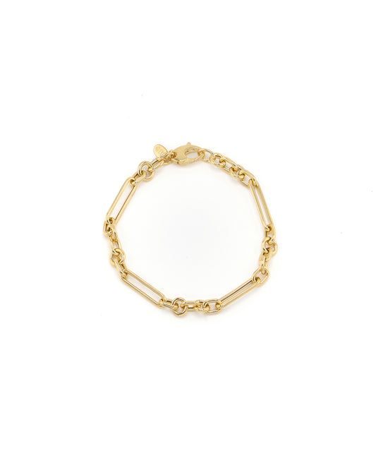 Gold chain bracelet on a white background