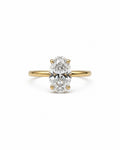 Oval cut diamond engagement ring, yellow gold, solitaire setting