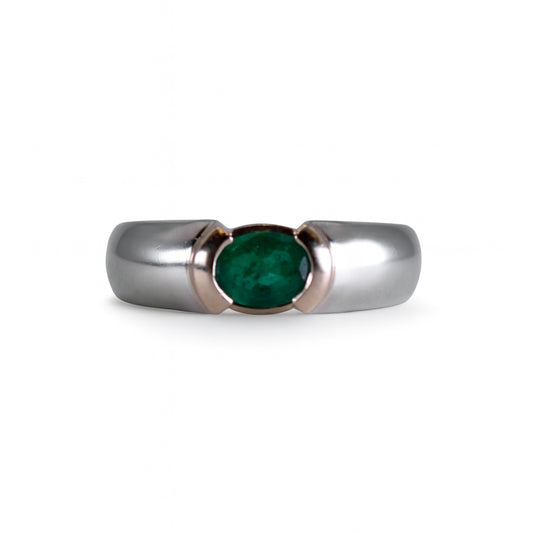 Oval Emerald Signet Ring