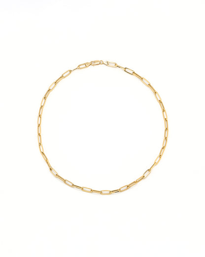 Gold chain necklace on a white background