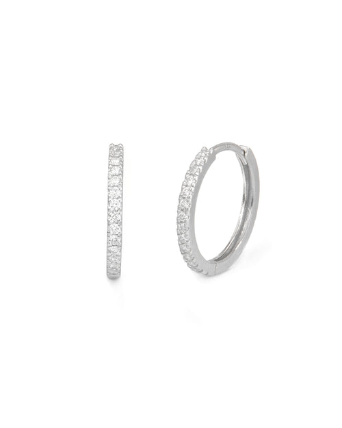 Pave Huggie Hoops in 14K Gold by Alexandra Mann Jewelry