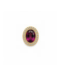 14k gold pink garnet diamond halo slider pendant