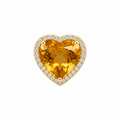 14k gold heart-shaped citrine diamond halo slider pendant