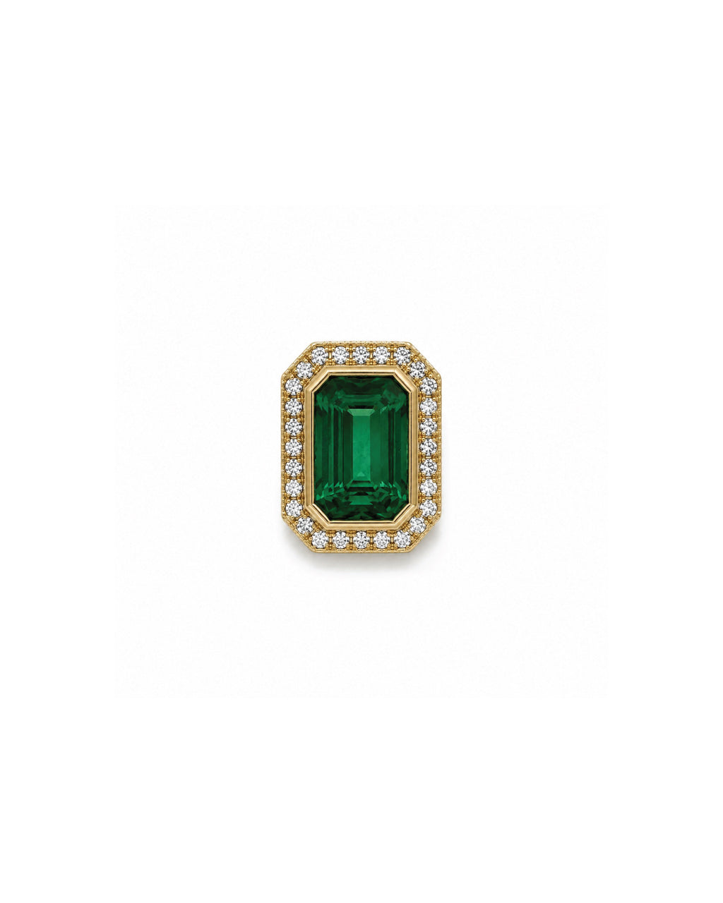 14k gold emerald-cut emerald diamond halo slider pendant