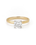 Round cut diamond engagement ring, yellow gold, solitaire setting