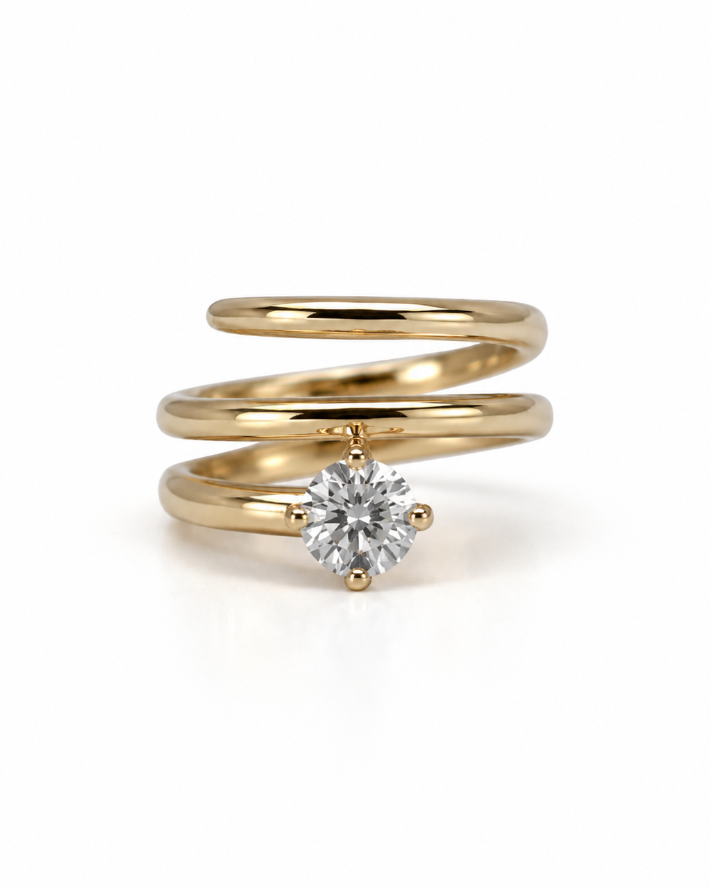 Round Diamond Coil Ring
