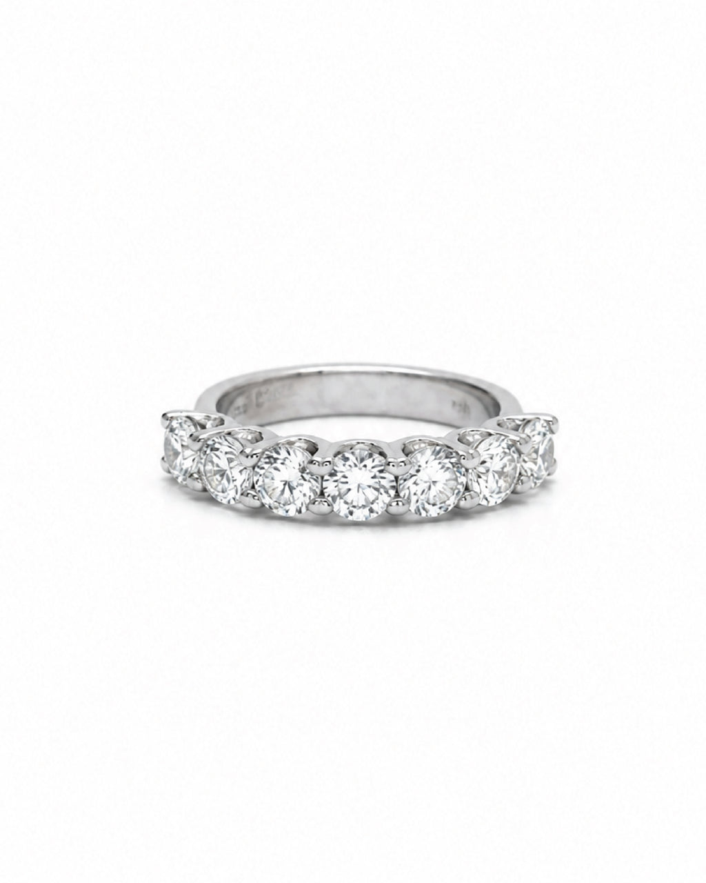 14k white gold round diamond half eternity band