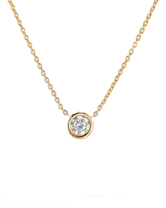 Round Solitaire Bezel Pendant Necklace