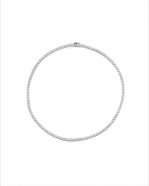 Bezel Diamonds Tennis Necklace in 14K Gold, alternate view 1