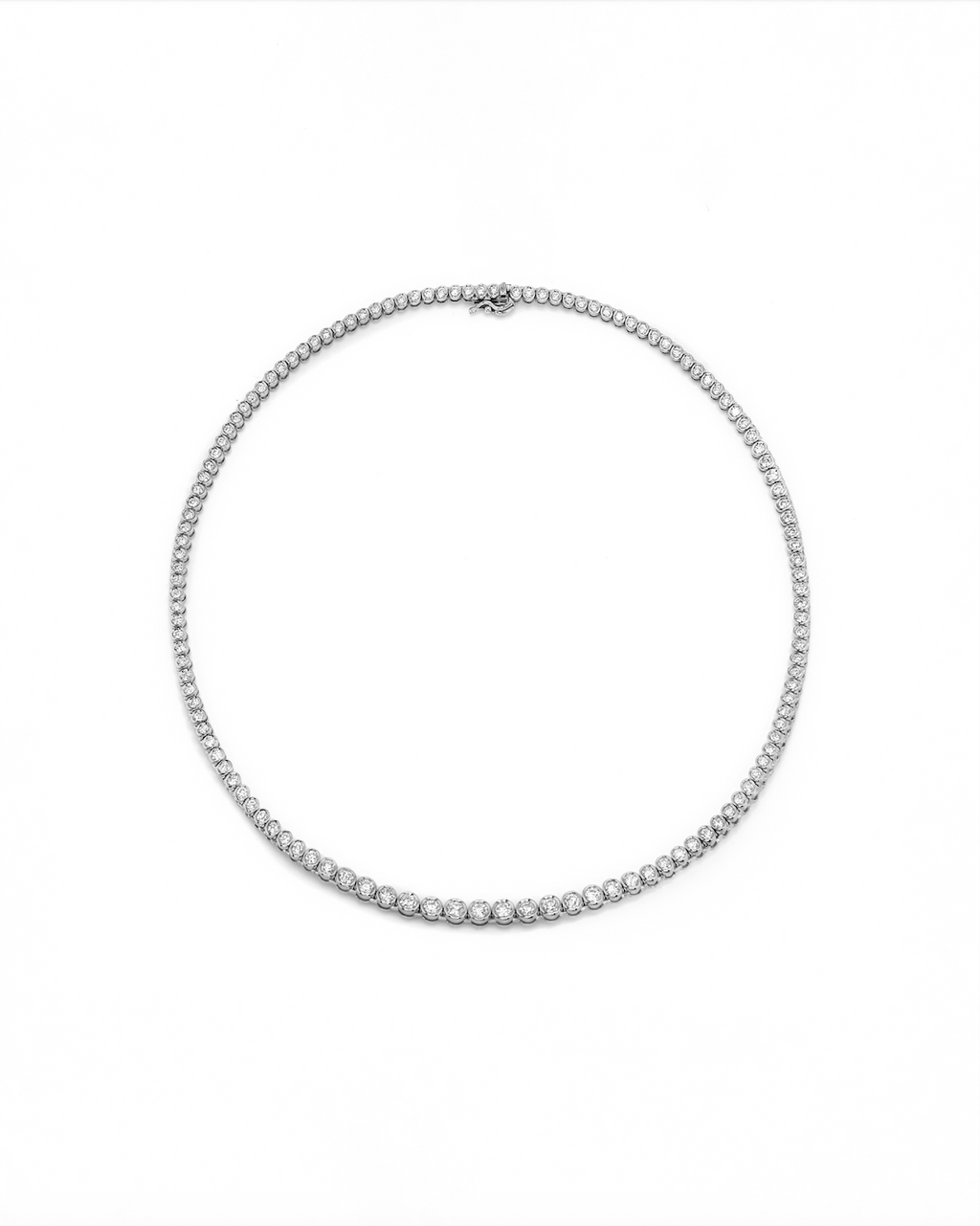 Graduated Bezel Diamond Tennis Necklace