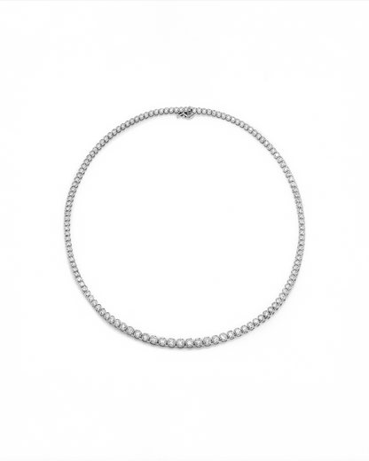 Graduated Bezel Diamond Tennis Necklace