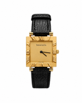 Tiffany & Co Atlas 18k gold watch, Roman numeral bezel, black strap
