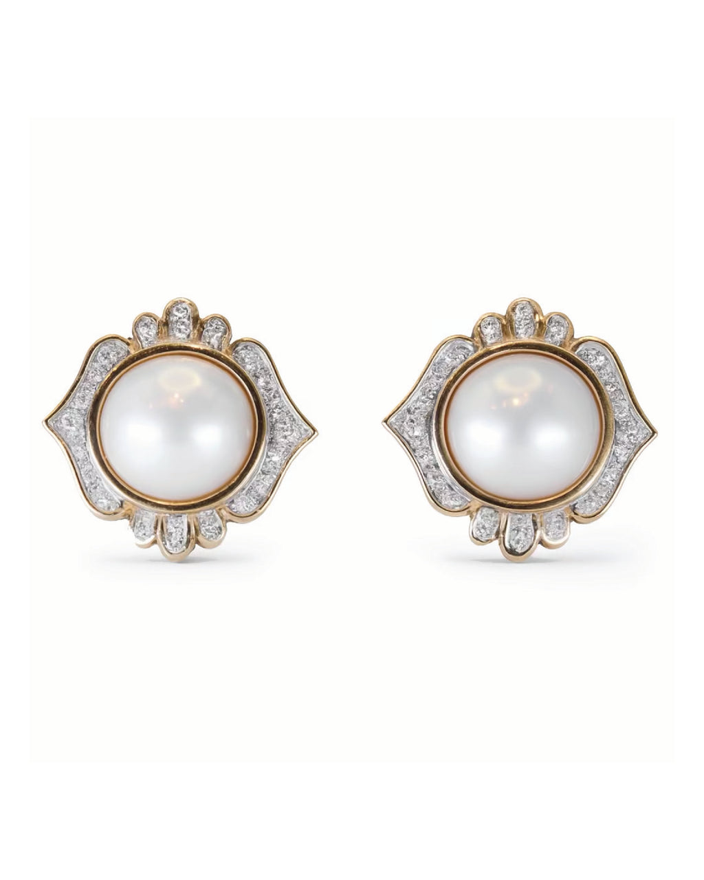Vintage Pearl and Diamond Earrings