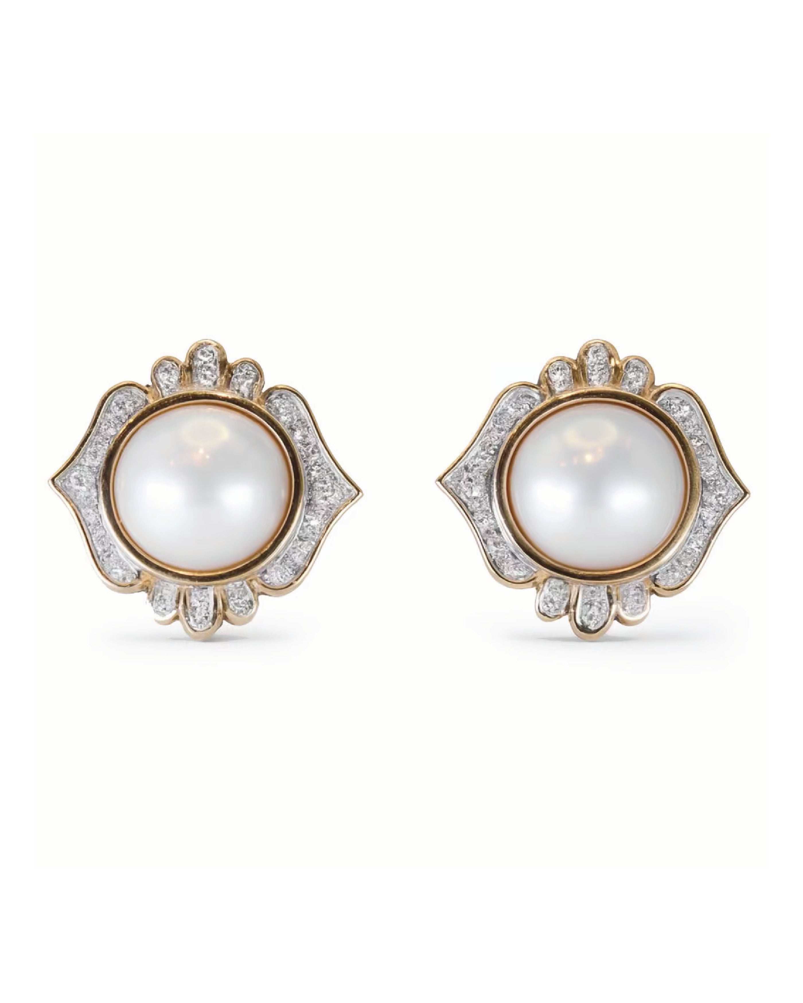 Vintage Pearl and Diamond Earrings