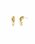 Twist stud earrings worn on model, close-up