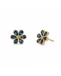 Blue Sapphire Flower Studs
